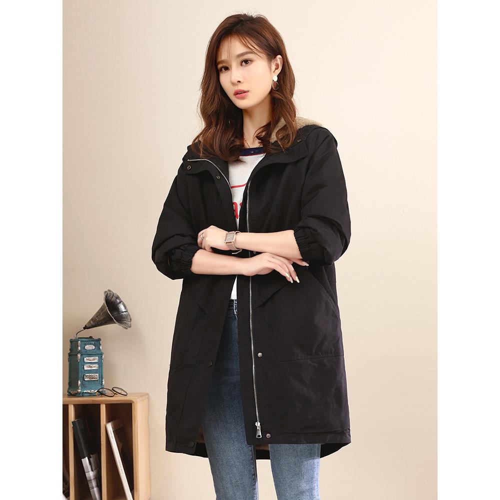 派中服女长款年冬季新款棉衣加绒厚小2389外套显加瘦妈妈棉服克棉