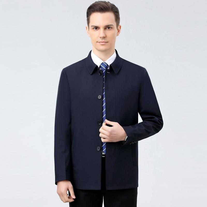 克春秋中桑蚕丝老年扣子外套男2201-JK商薄款爸爸装务夹翻领休闲