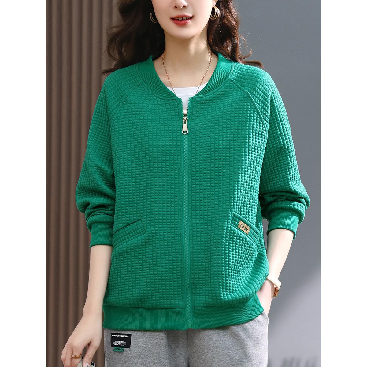 显瘦女外棒套秋季妈新款中年妈宽松休闲夹文636克大码显瘦球士服