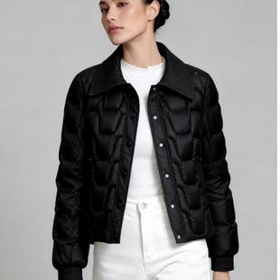 年轻上衣冬季 正品 羽标绒女时尚 短款 服新国9010白鸭绒外套潮 牌款