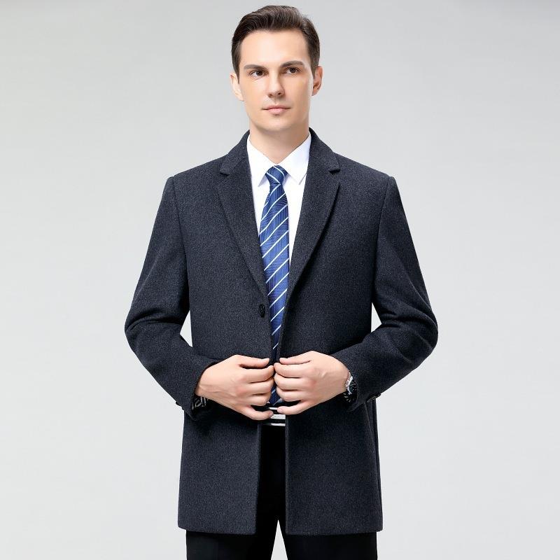 秋冬款男装式高新羊绒大衣西领羊毛尼859-WL纯色外套档休闲爸爸男