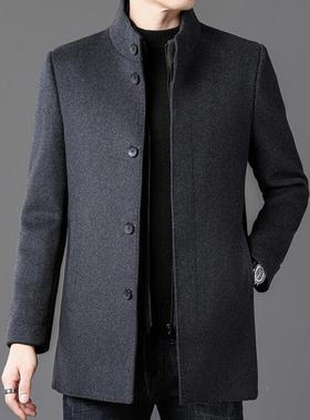 双面羊款绒11518大衣男短时尚立中领毛呢风闲衣轻奢商务休羽绒内