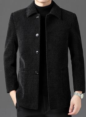 秋装冬男士毛呢夹克G2810-PP厚中呢年翻领加爸爸商务休闲单排扣子