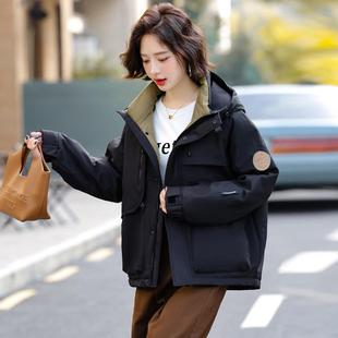 户外经426典工服装 新款 派克宽松白鸭绒连帽暖保短 绒女冬羽季 时尚