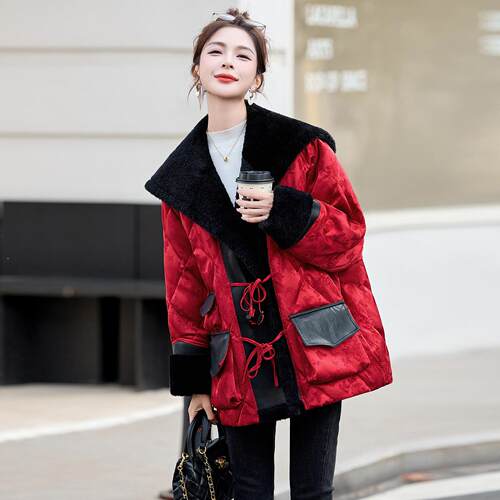 女羽绒服季新款新中C7721-12式式冬国风洋气时领尚翻白鸭绒外套