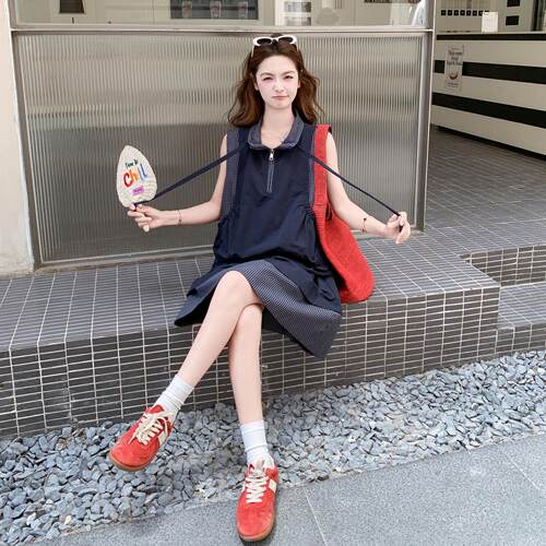 青色韩系休C8-H6闲子套装裙女夏新款设计感格拼接上藏衣裙短两件
