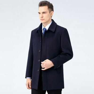 1307-F冬季长羊绒绒大衣男中款加厚休闲羊毛呢子中年爸爸毛加呢外