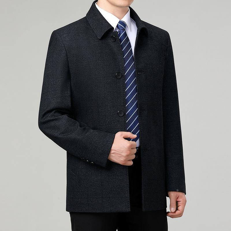 秋冬新款男装206翻领务夹克中长款中年套男士秋季装外商休闲风衣