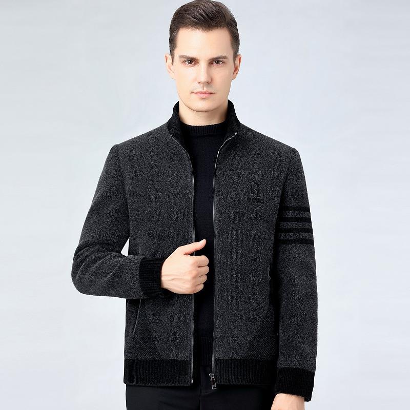 品牌新款冬款秋立中老8826羊绒大衣年领派克大衣男羊毛爸爸装外套