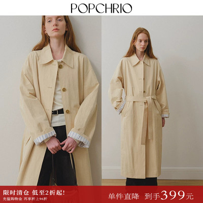 POPCHRIO韩版休闲翻领廓形风衣