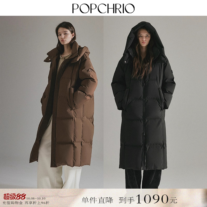 长款保暖脱卸帽羽绒服