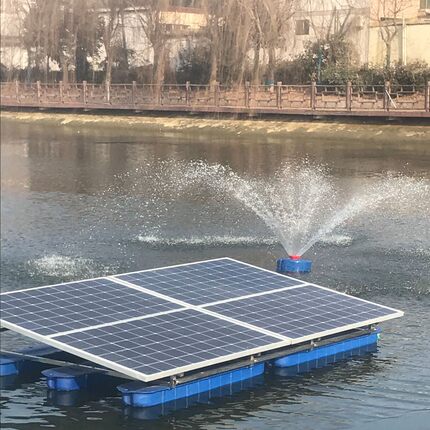 太阳能曝气机推流河道治理池塘水池太阳能增氧喷泉曝气机景观喷泉