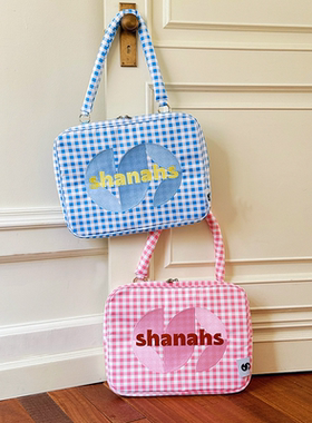 shanahs格子电脑包可爱14寸macbook16英寸笔记本内胆包减震单肩手提女包小众防摔防震通勤包