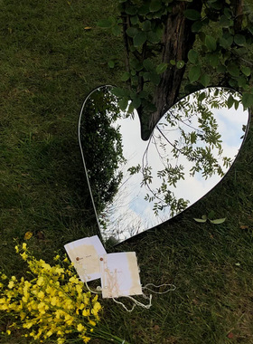 镜子贴墙装饰摆件亚克力立体爱心创意家居客厅卧室壁挂不规则心型