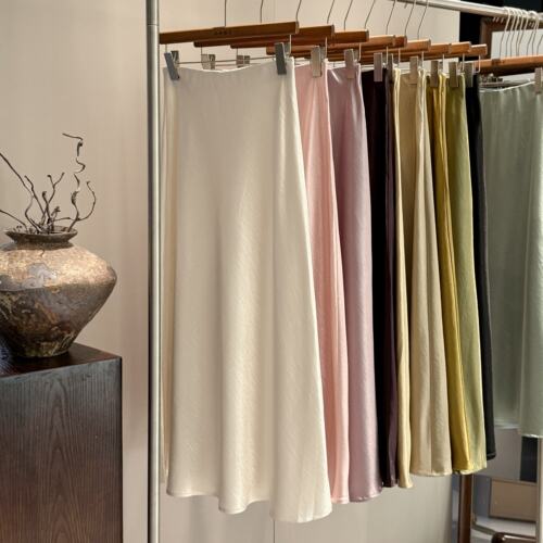 必入“流光裙”醋酸半身裙缎面丝质光泽a字包臀显瘦高级感春夏薄