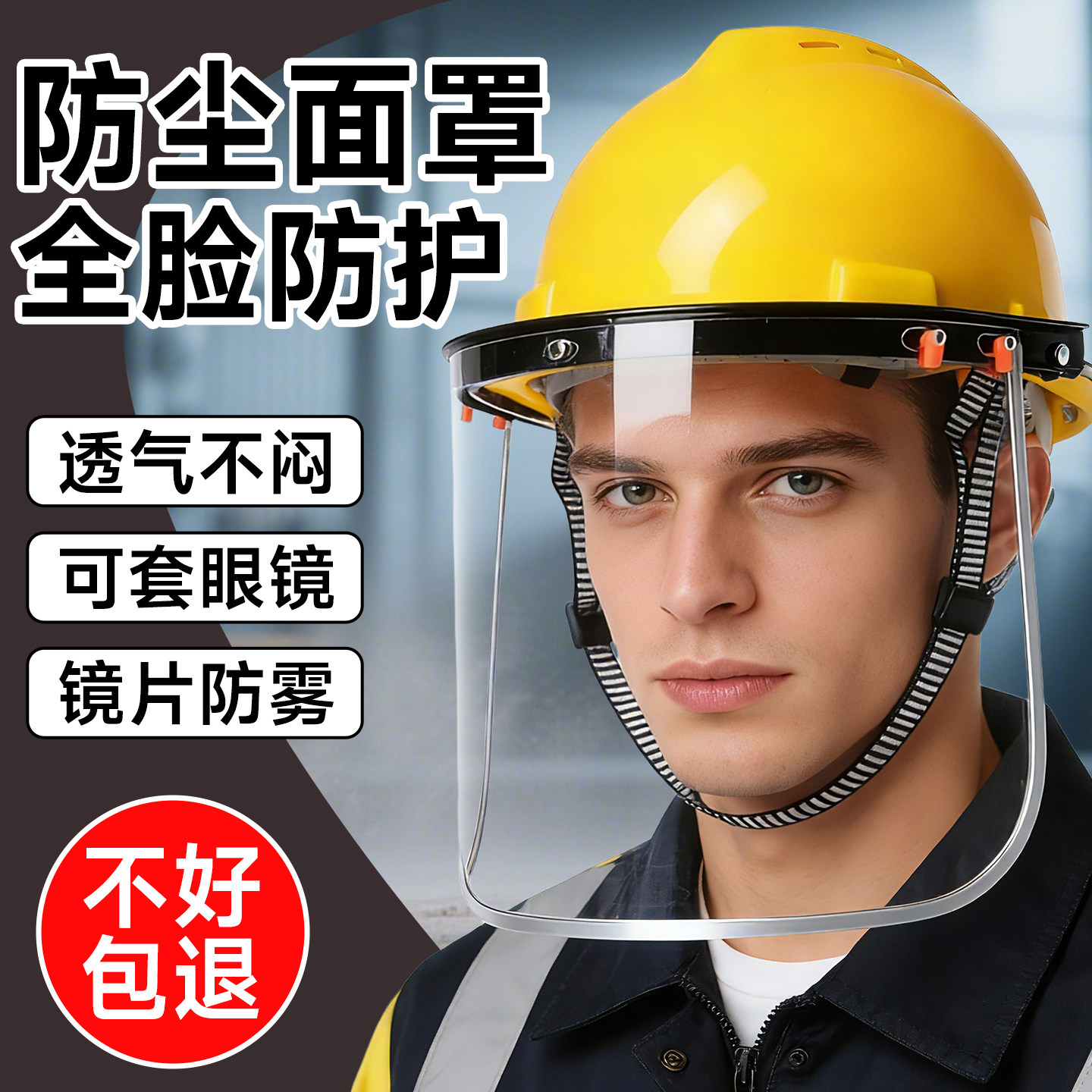 德国防尘重度粉尘安全帽面罩打磨打农药防护全脸高透明角磨切割机