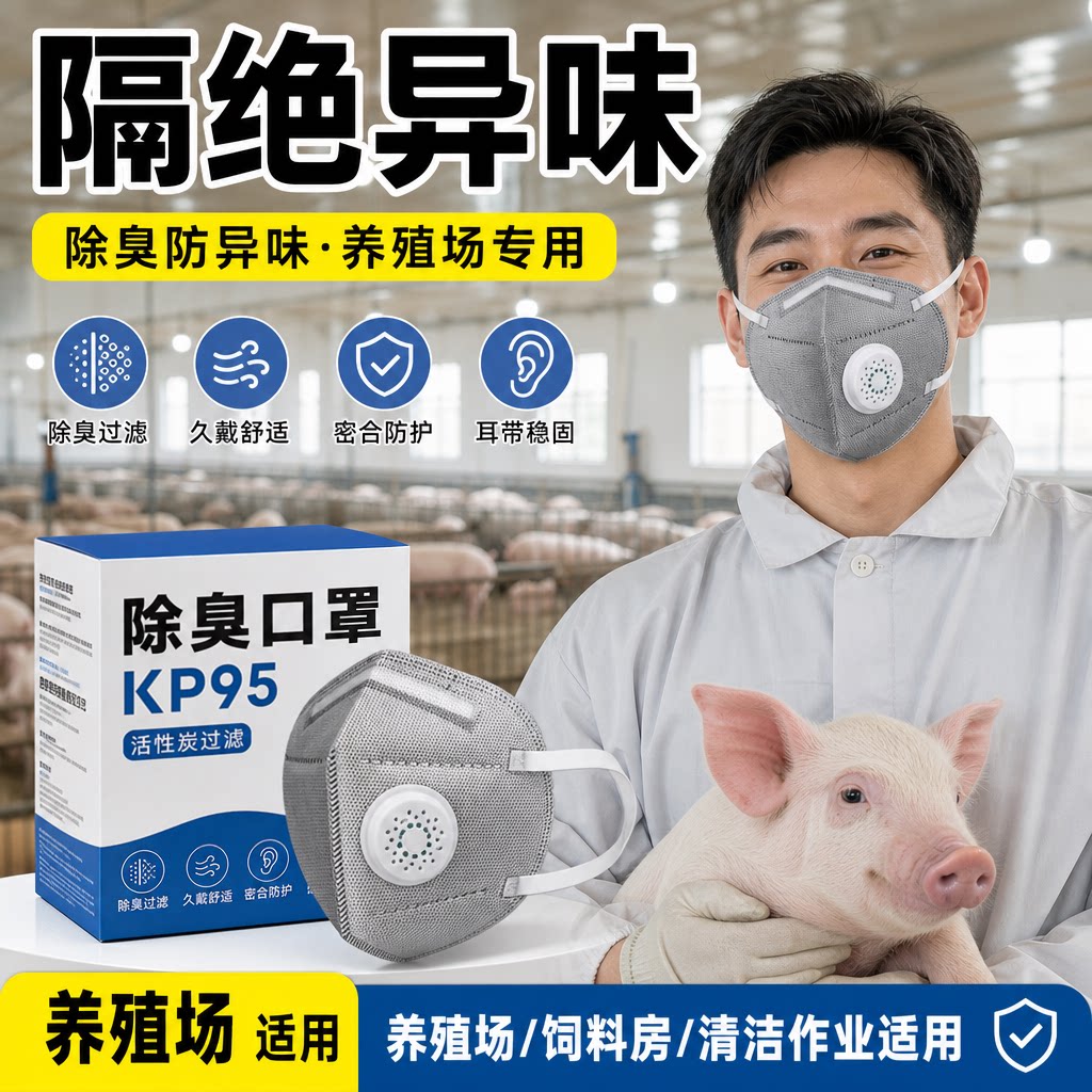 防臭口罩养殖场专用防异味气体KP95养猪鸡鸭厂防尘护理老人尸臭