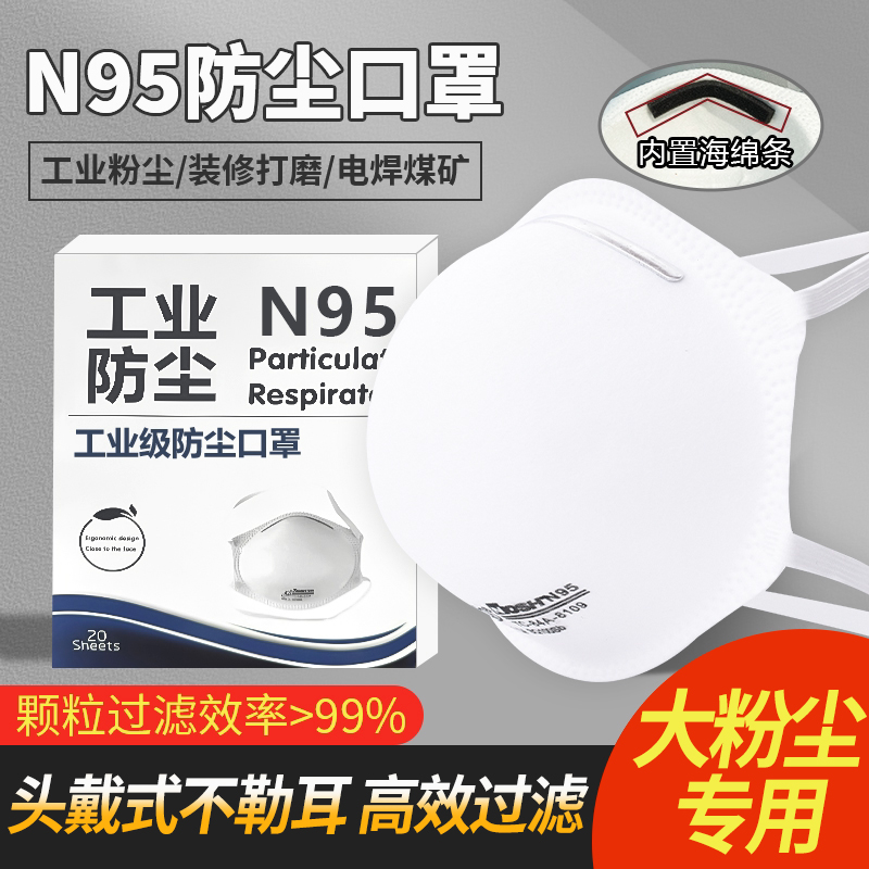 口罩n95防工业粉尘防尘肺头戴式