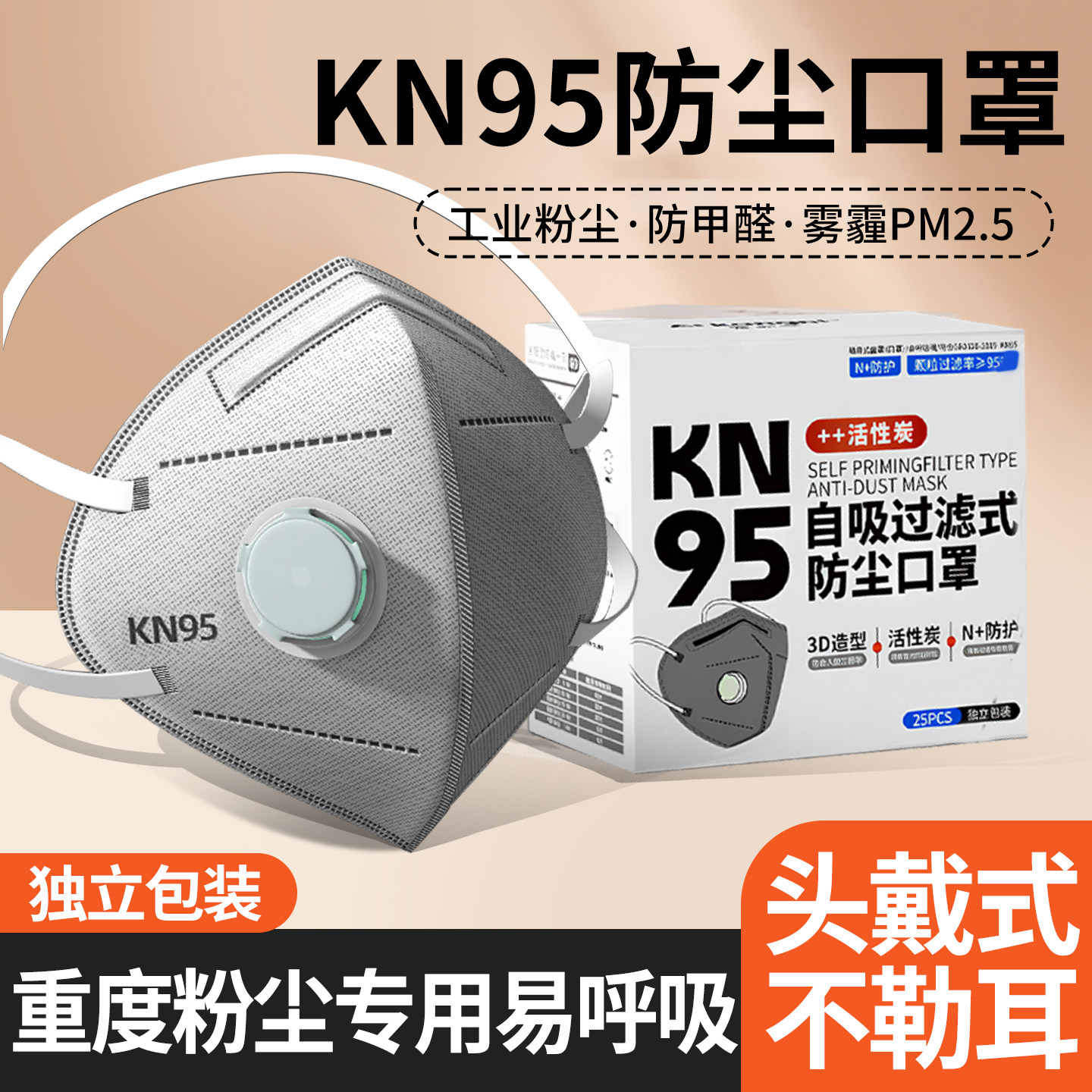 头戴式防尘重度粉尘口罩易呼吸n95防工业粉尘防尘肺防雾霾活性炭