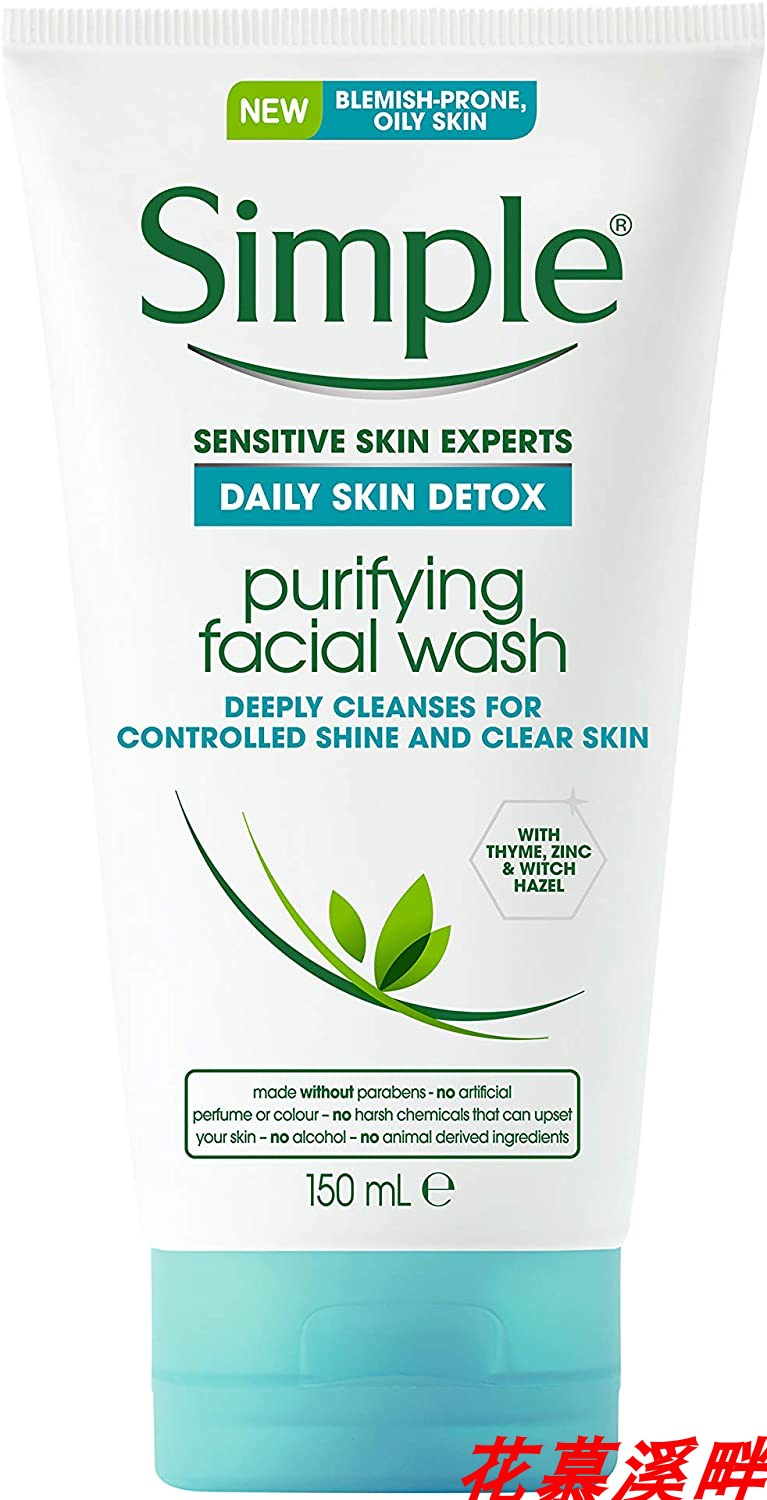 Simple Daily Skin Detox Purifying Facial Wash 150ml Pack of6