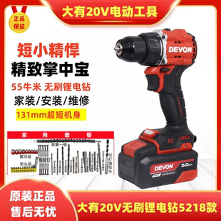 大有20V无刷锂电钻5218多功能电动螺丝刀家用轻型手电钻大扭矩