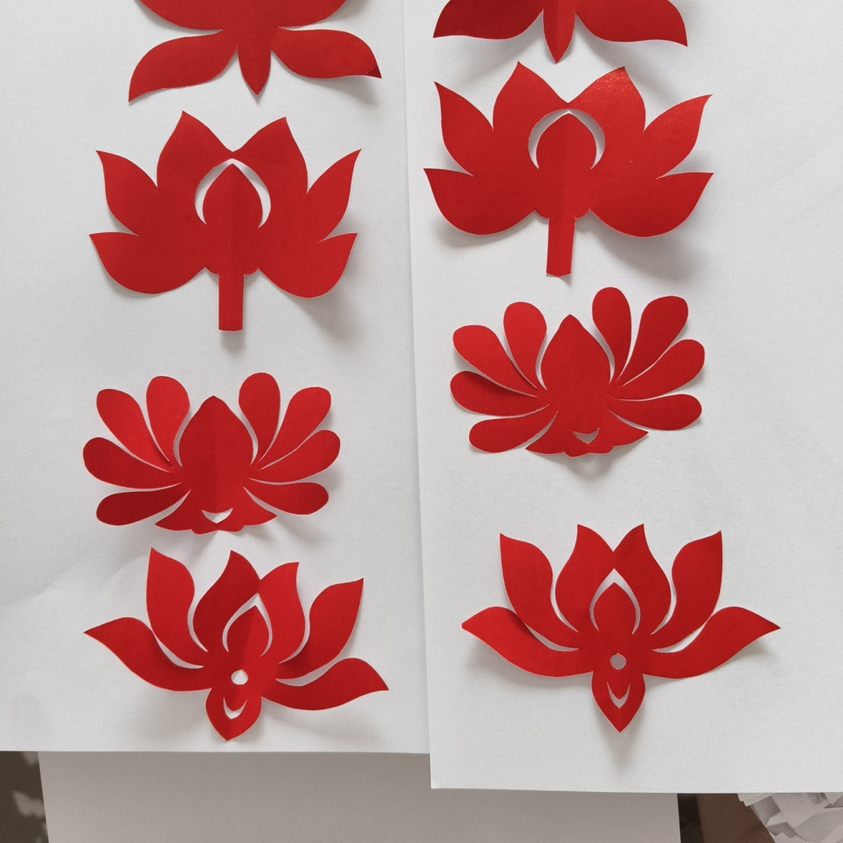 纯手工莲纸花纯手工剪纸成品荷花莲花神衣贴花拍一发八(4对)