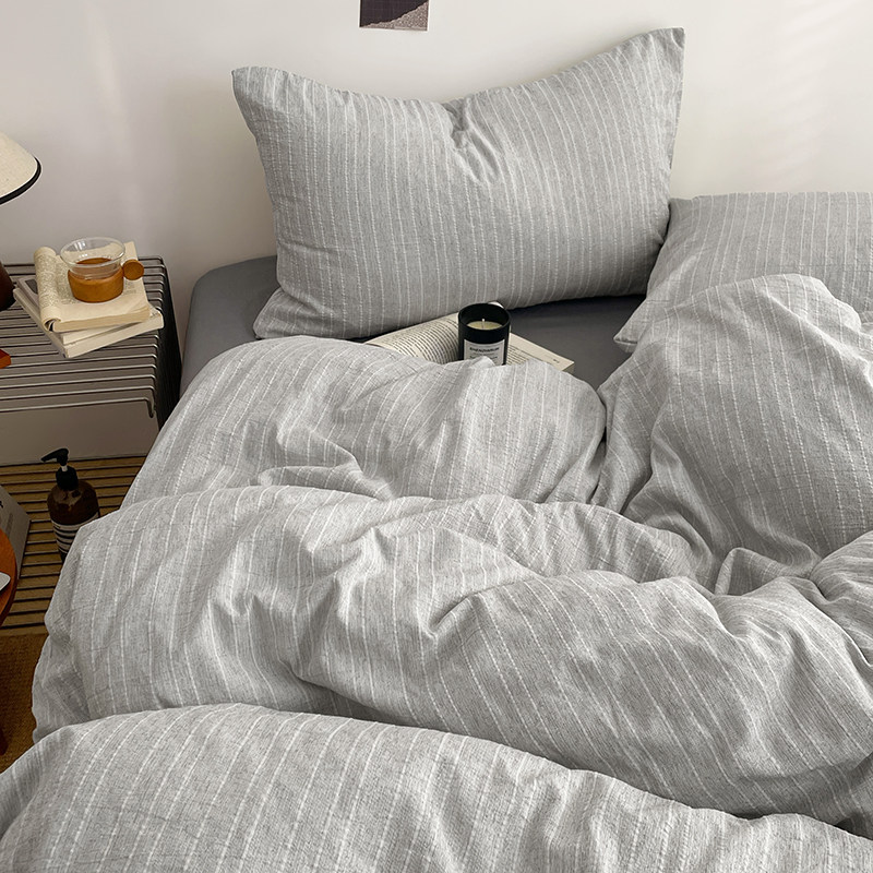 A类床上用品四件套纯棉全棉纯色被套被罩床笠学生宿舍床单三件套4
