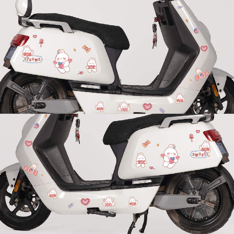 踏板车草莓奶油兔小龟王爱玛贴纸