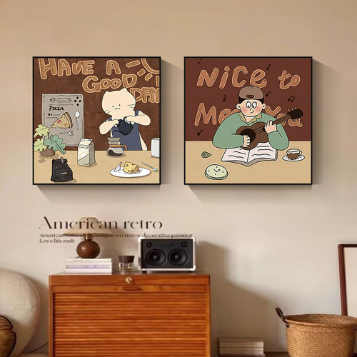 美拉德复古餐厅咖啡奶茶店装饰画