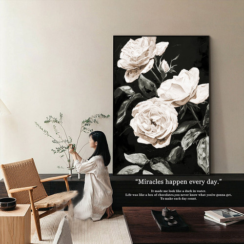 小香风客厅卧室挂画直播间背景画