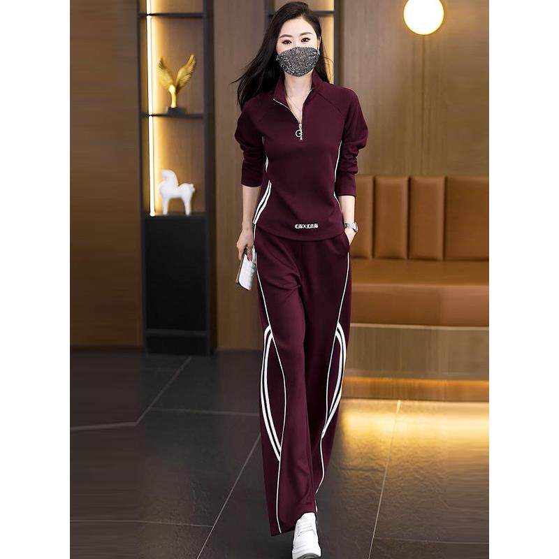 时尚套装女2026春季新款设计感半拉链立领卫衣显瘦休闲运动两件套