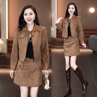 时尚显瘦套装裙女2025秋季新款时髦洋气短夹克外套半身裙两件套潮