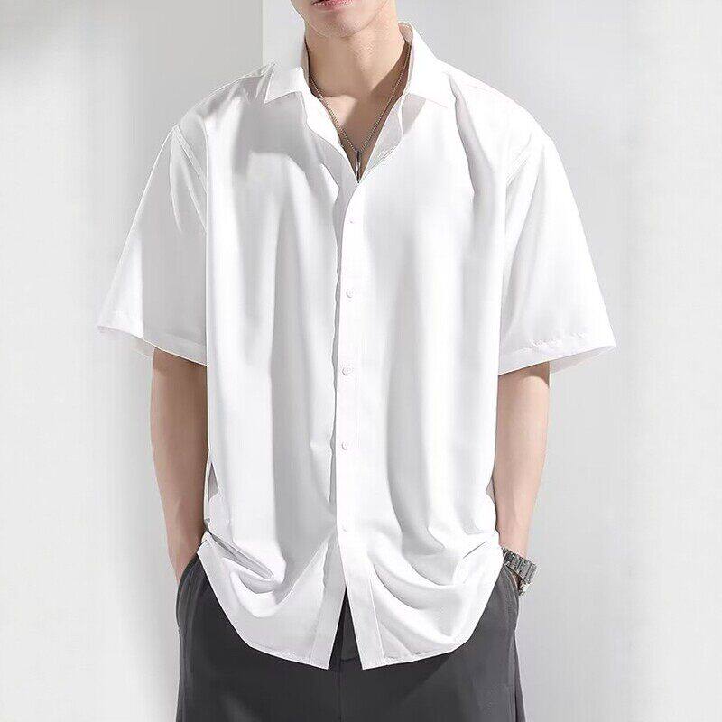 冰丝短袖衬衫男2026夏季薄款黑色