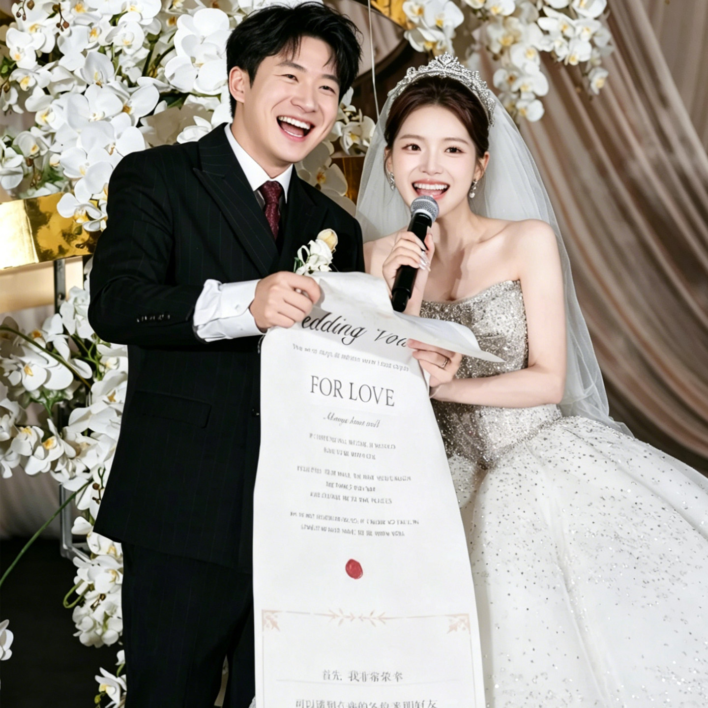 氛围婚礼誓言卡超长结婚誓约书手写致辞誓言书订婚书条幅卷轴道具