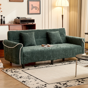 中式复古风布艺沙发小户型客厅两三人直排沙发新款民宿服装店沙发