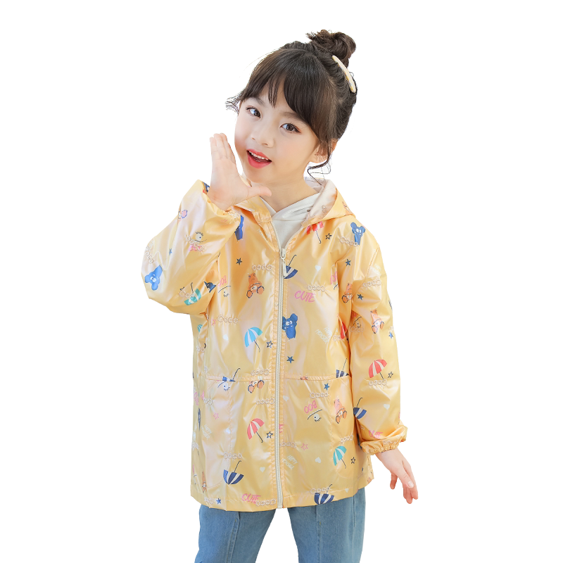 2023新款儿童防水罩衣男女童羽绒服罩衣画画美术围裙长袖洋气外套