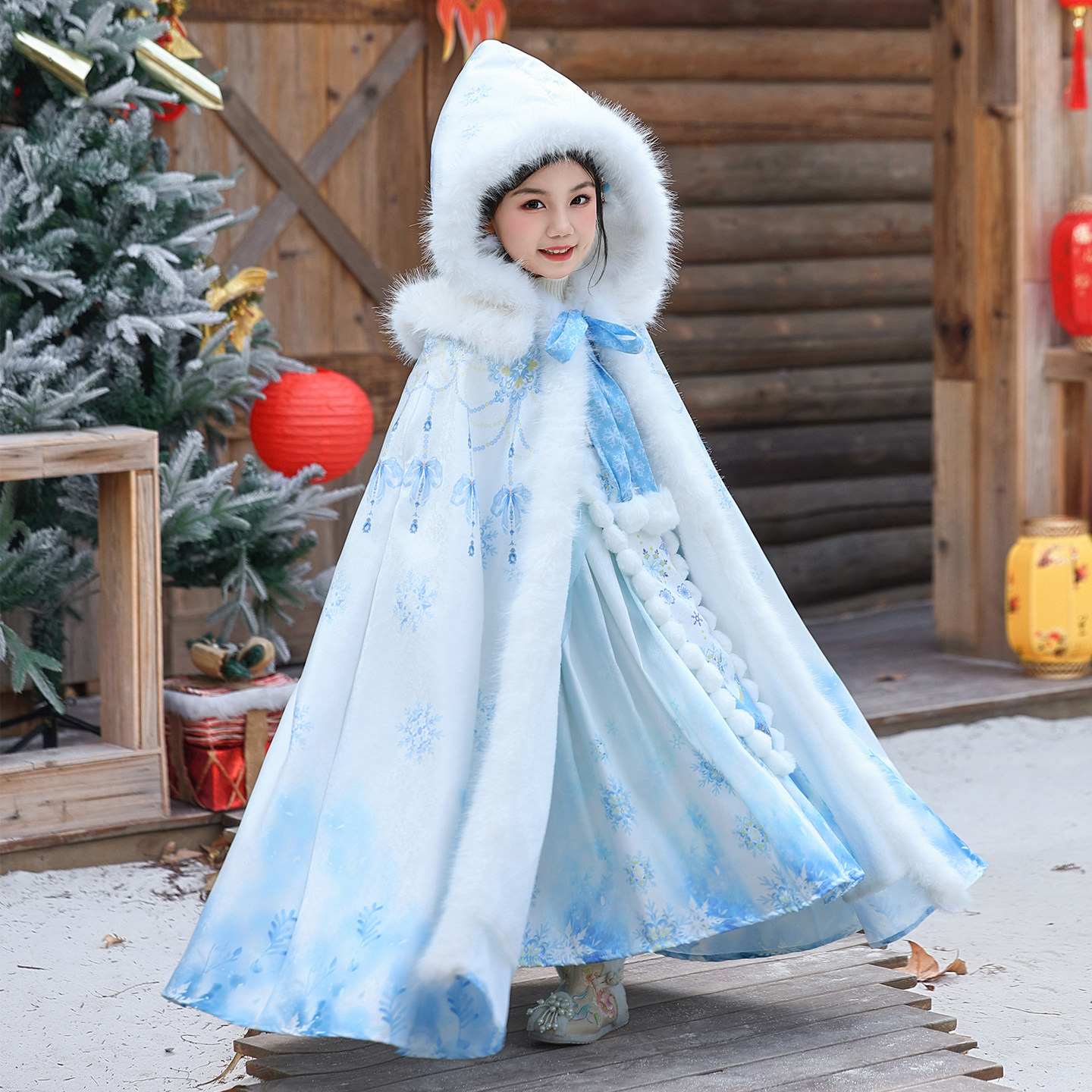 汉服艾莎女童套装加绒加厚【冰雪公主】冬高端中长款中古国风汉服
