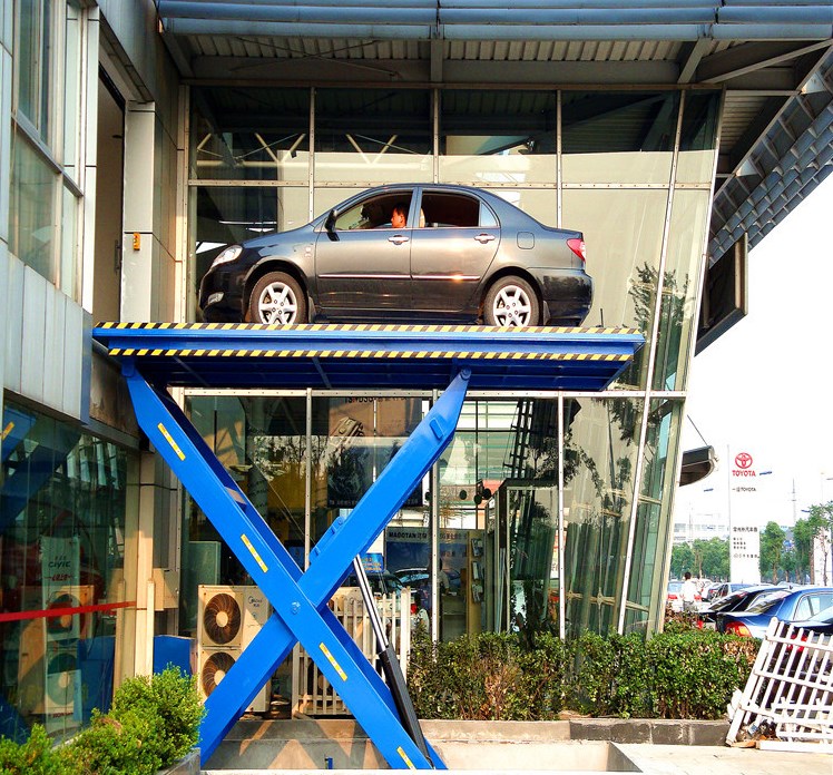 固定剪叉式升降机电动液压汽车上升举升机剪刀货梯载下.提货台舞