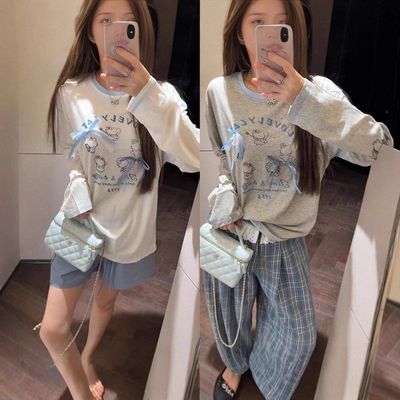 【原版雪花棉】宽松长袖t恤女印花独特漂亮绝美上衣夏日穿搭