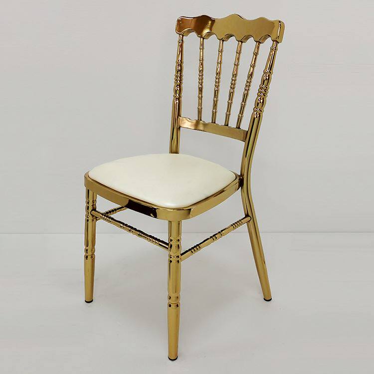 电镀锌钛金亮光古堡椅拿破仑椅婚礼堂宴会厅户外婚礼婚庆酒店餐椅
