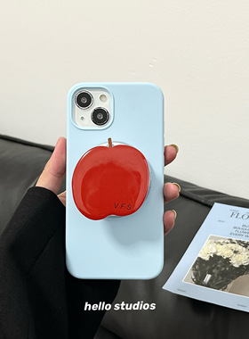 hello studios简约液态硅胶红苹果磁吸支架手机壳适用13苹果17promax新款iPhone16proMax保护套15全包12