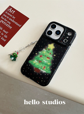 hello studios简约氛围感黑色圣诞树手机壳适用苹果17promax新款iPhone16PRo/14pro壳15/13/17pro