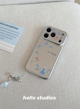 hello studios银边蓝色金鱼手机壳适用苹果17promax新款iPhone16PRo/14pro壳15/17pro