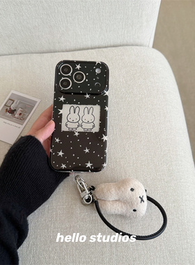 hello studios可爱黑色星星米菲挂绳手机壳适用苹果17promax新款iPhone16PRo/14pro壳15/17pro