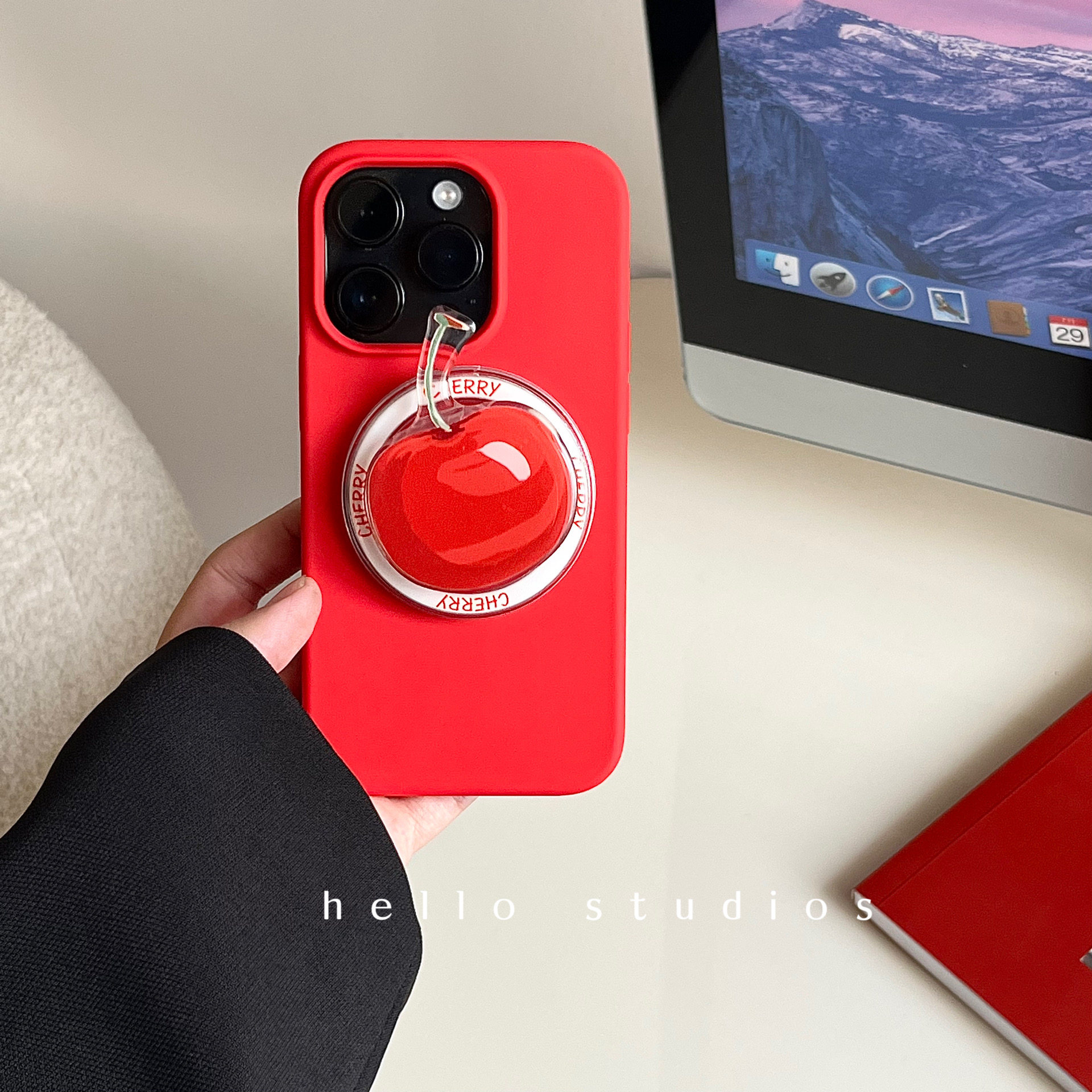 hello studios新年红车厘子液态硅胶磁吸支架手机壳适用13苹果17promax新款iPhone16pro全包14PRO防摔16,3C数码配件,手机保护套/壳,淘宝优惠券,粉丝福利购,淘宝优惠卷