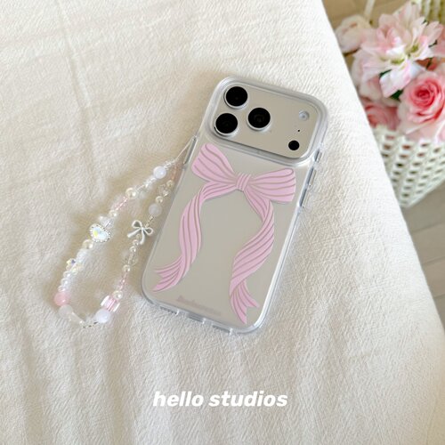 韩系少女粉色蝴蝶结双层手机壳