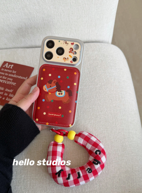hello studios新年红色波点小马挂绳手机壳适用苹果17promax新款iPhone16PRo/14pro壳15/17pro