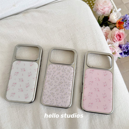 ins小清新春天碎花银边手机壳
