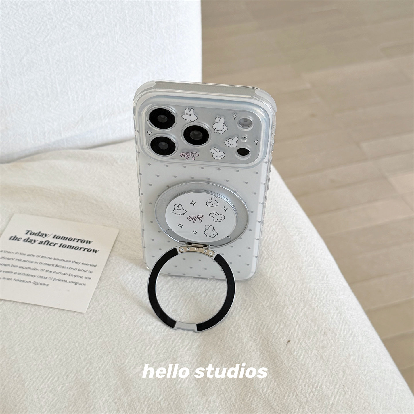 hello studios可爱波点米菲兔360支点支架手机壳适用苹果17promax新款iPhone16PRo/14pro壳15/17pro