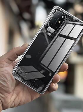 适用一加8T透明后盖OnePlus1+8T塑料后盖玻璃后壳电池盖外壳后屏
